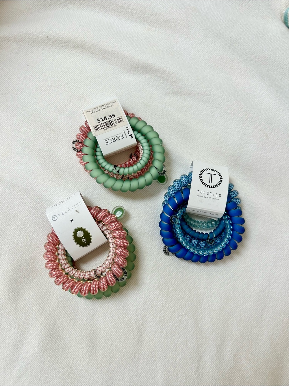 Teleties Spiral Hair Coil Set - Mint Green & Pink